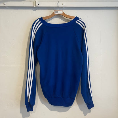 V-neck White Lined Sweatshirt Blue