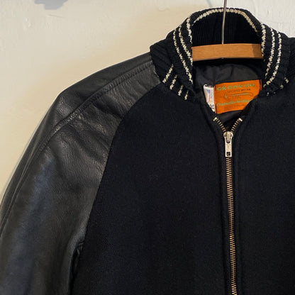 Leather Stadium Jacket Black