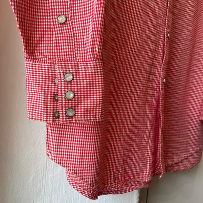 Gingham Check Western Shirt Red