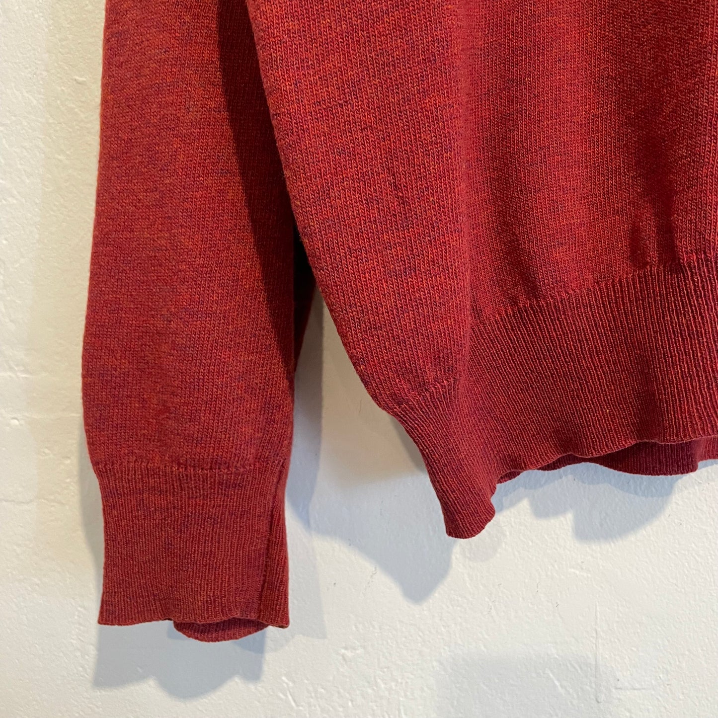 Virgin Wool Polo Knit Sweater Red