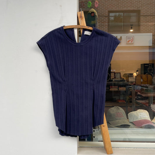 Rib Tuck Tank Top Navy