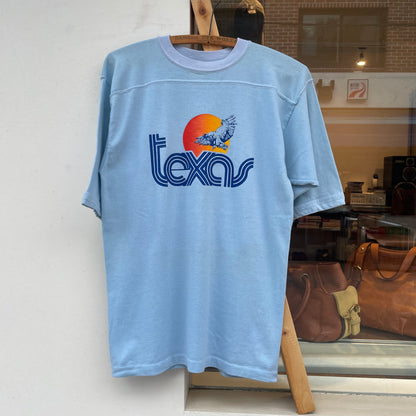 Texas Retro Eagle Sunset State Souvenir Tee Blue