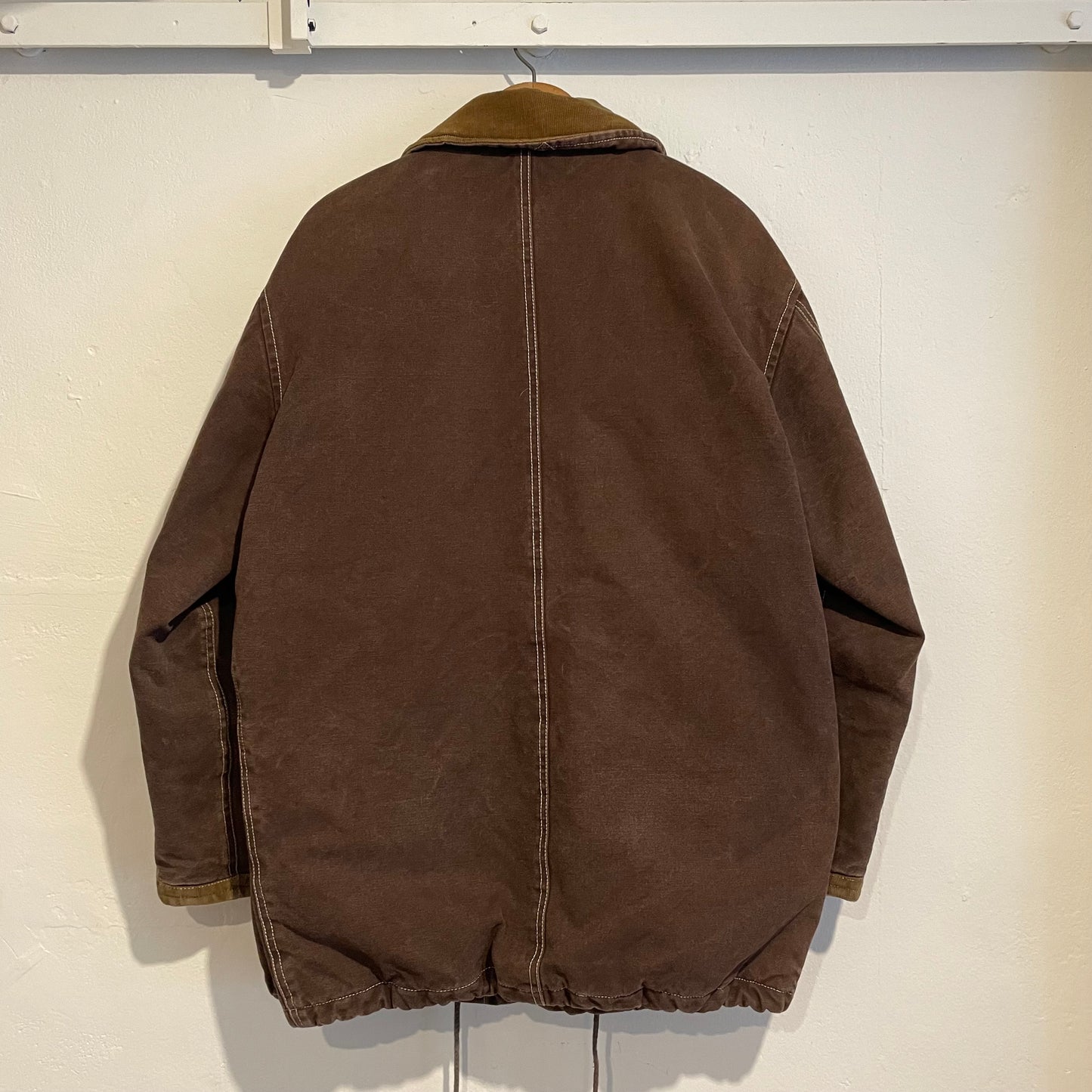 Corduroy Collar Quilted Lined Cotton Jacket Brown