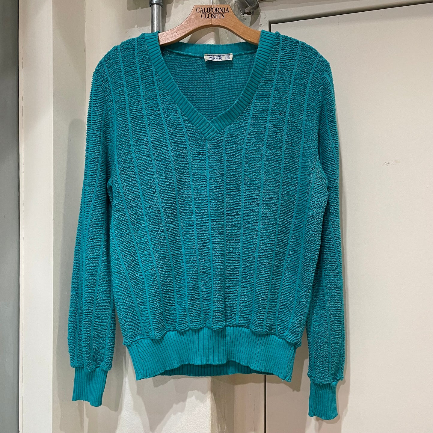 Acrylic V-Neck Sweater Blue
