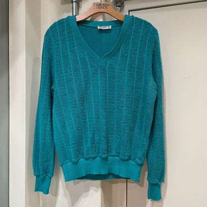 Acrylic V-Neck Sweater Blue