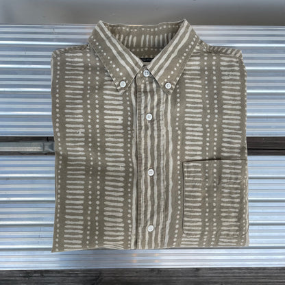 Geometric Shirt Short Sleeve Beige