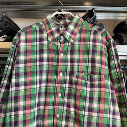 Plaid Button Down Shirt Multi Cotton