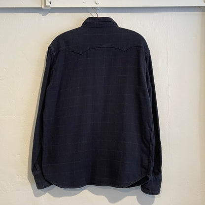 Plains Western Black Snap Button Shirt Heavy Cotton