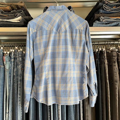 Plaid Pearl Snap Shirt Blue