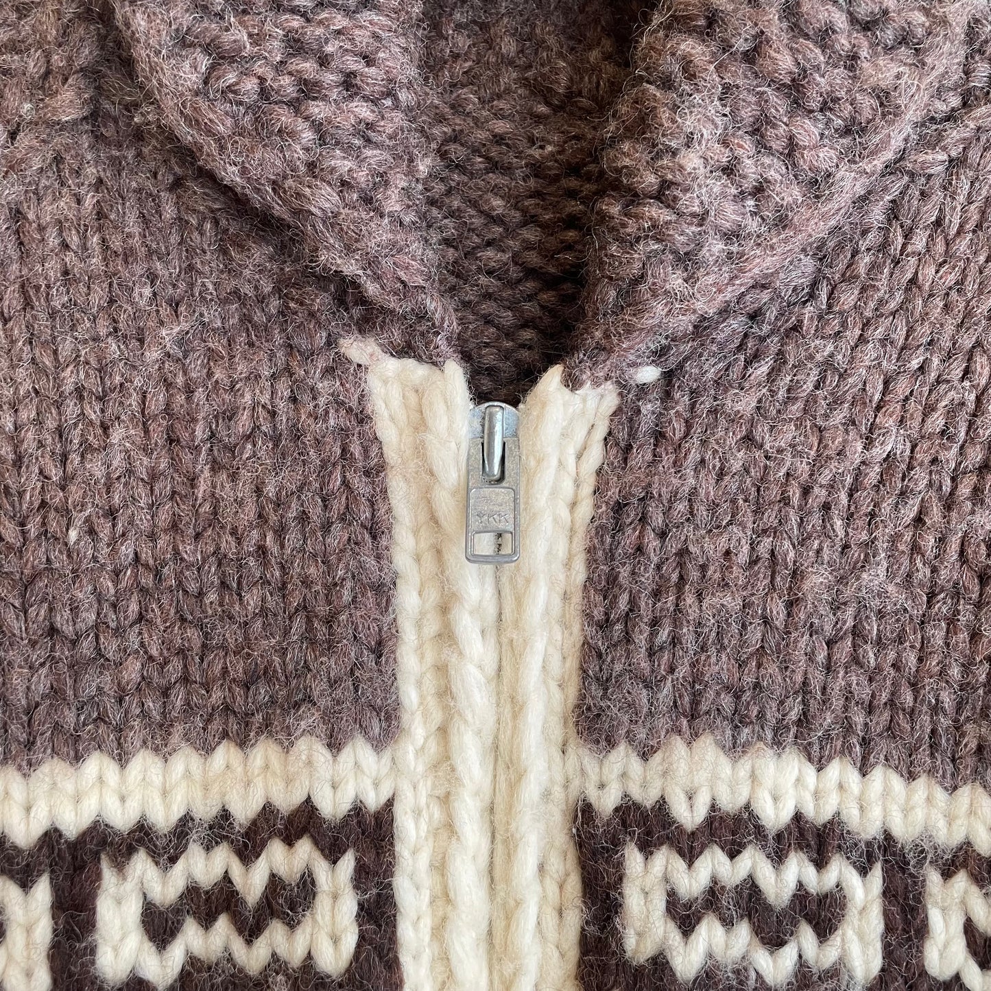 Thunderbird Pattern Cowichan Shawl Collar Zip-up Cardigan