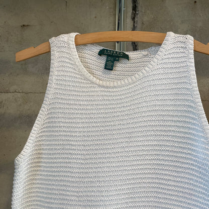 Cable Knit Sleeveless Sweater Vest White