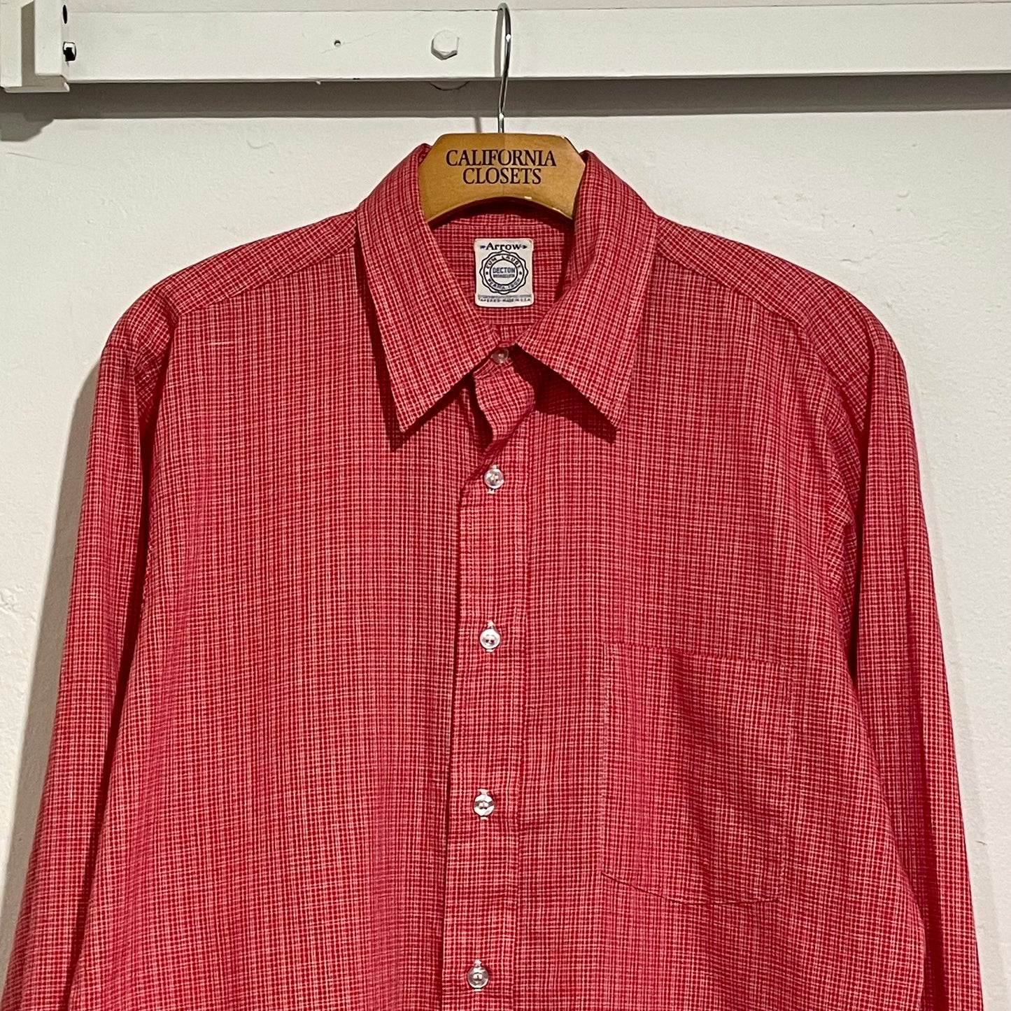 Polyester Cotton Checked Shirt Red