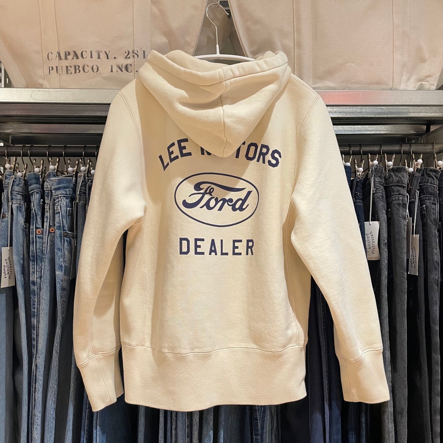 Ford Dealer Cream Zip-Up Hoodie Waldes