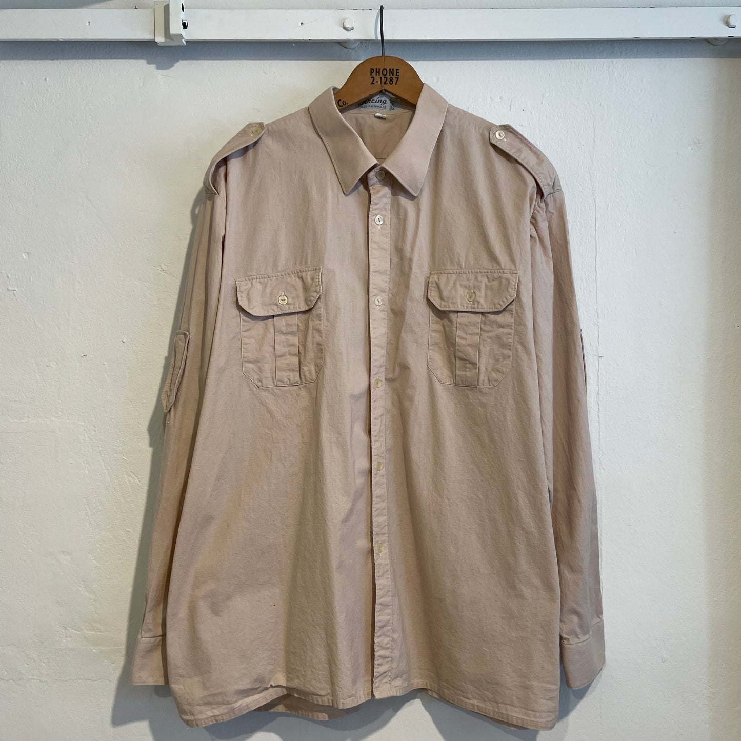 Double Pocket Shirt Pink Beige