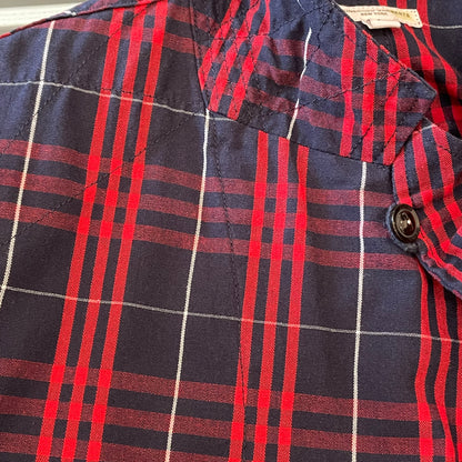 Plaid Coverall Jacket Red Navy