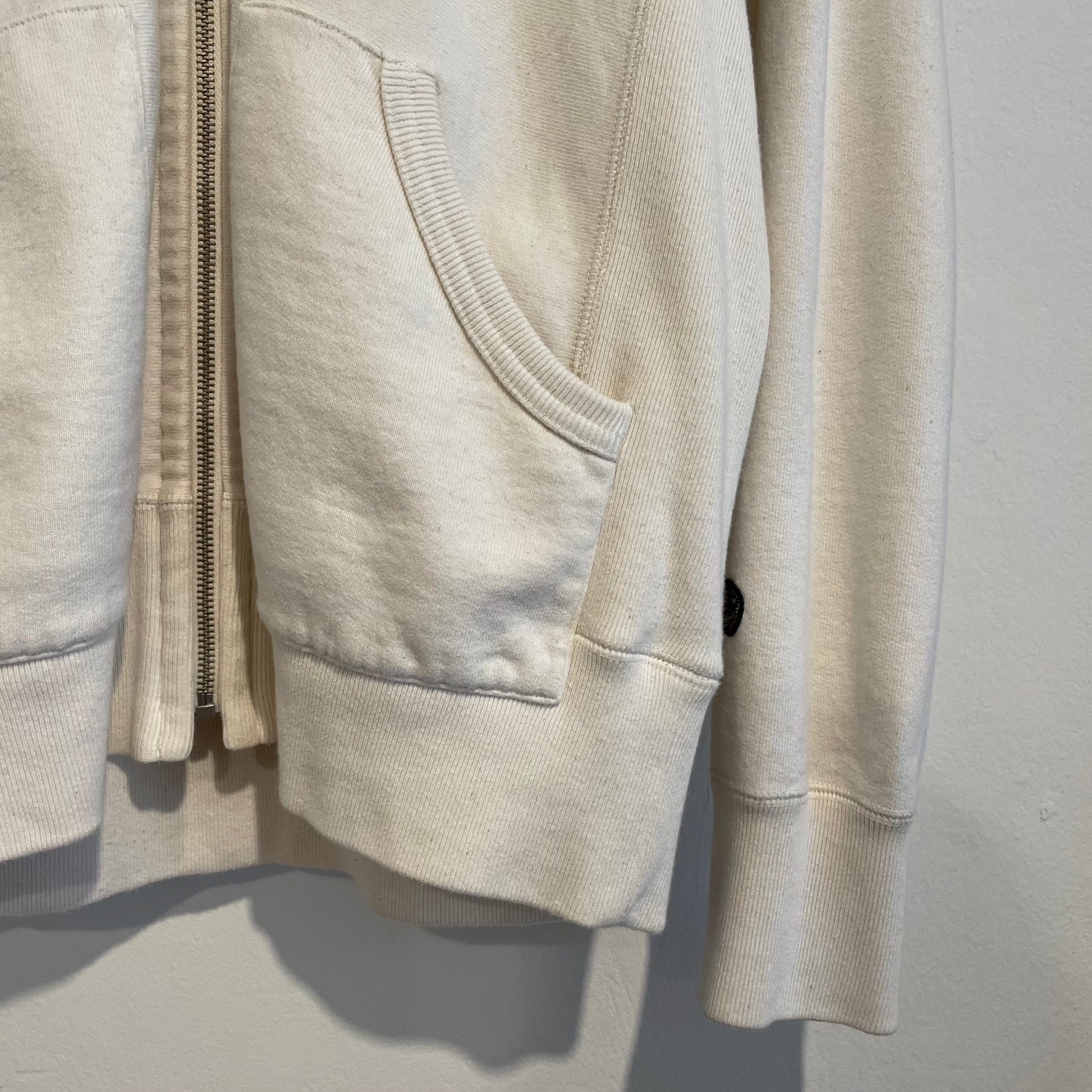 Full Zip Pocket Hoodie Cream Waldes Zip
