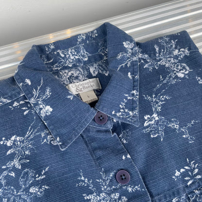 Floral Print Jacket Navy