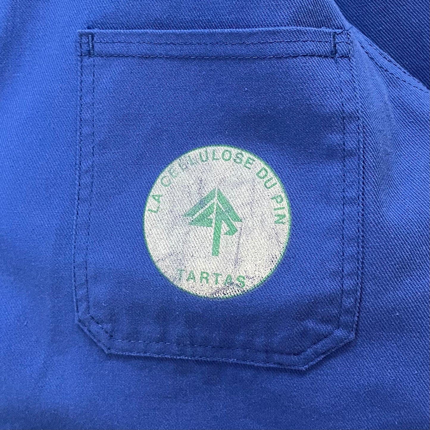 Logo Printed French Work Shirt Jacket Blue
