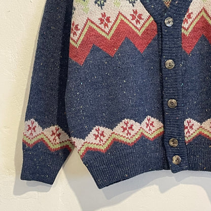 Fair Isle Wool Cardigan Navy