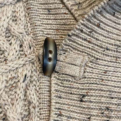 Shawl Collar Cable Knit Sweater Cream