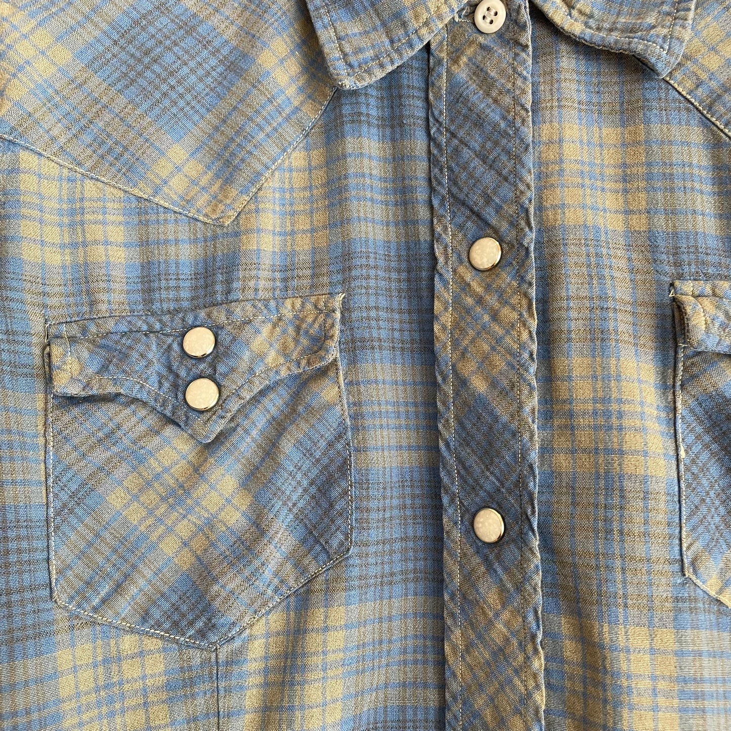 Plaid Pearl Snap Shirt Blue