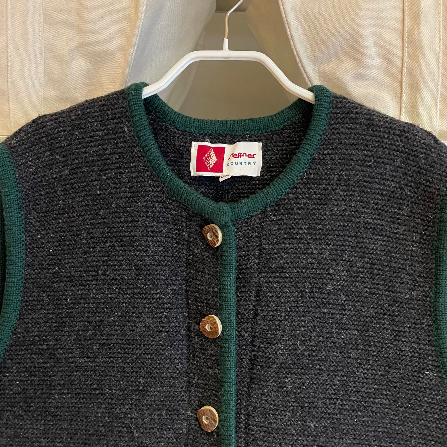 Traditional Wool Vest Charcoal Green Trim