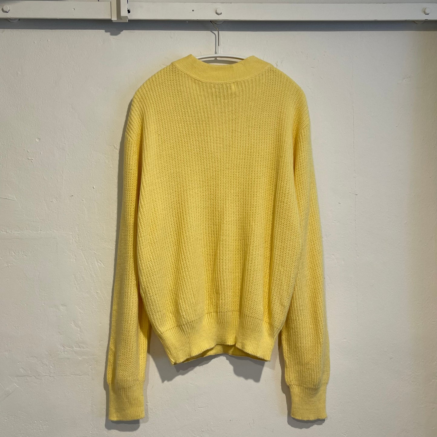 Henley Neck Knit Sweater Yellow