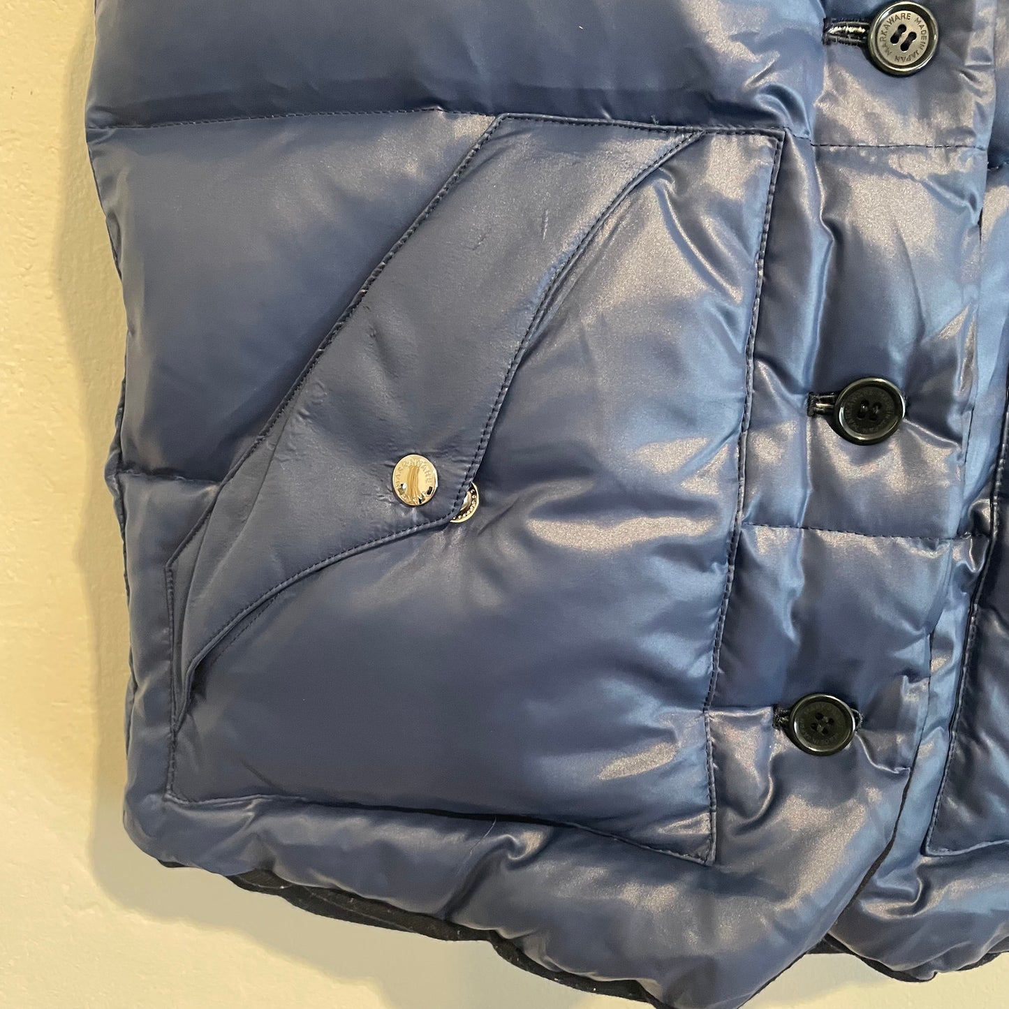 Snap-Front Puffer Vest Navy Reversible