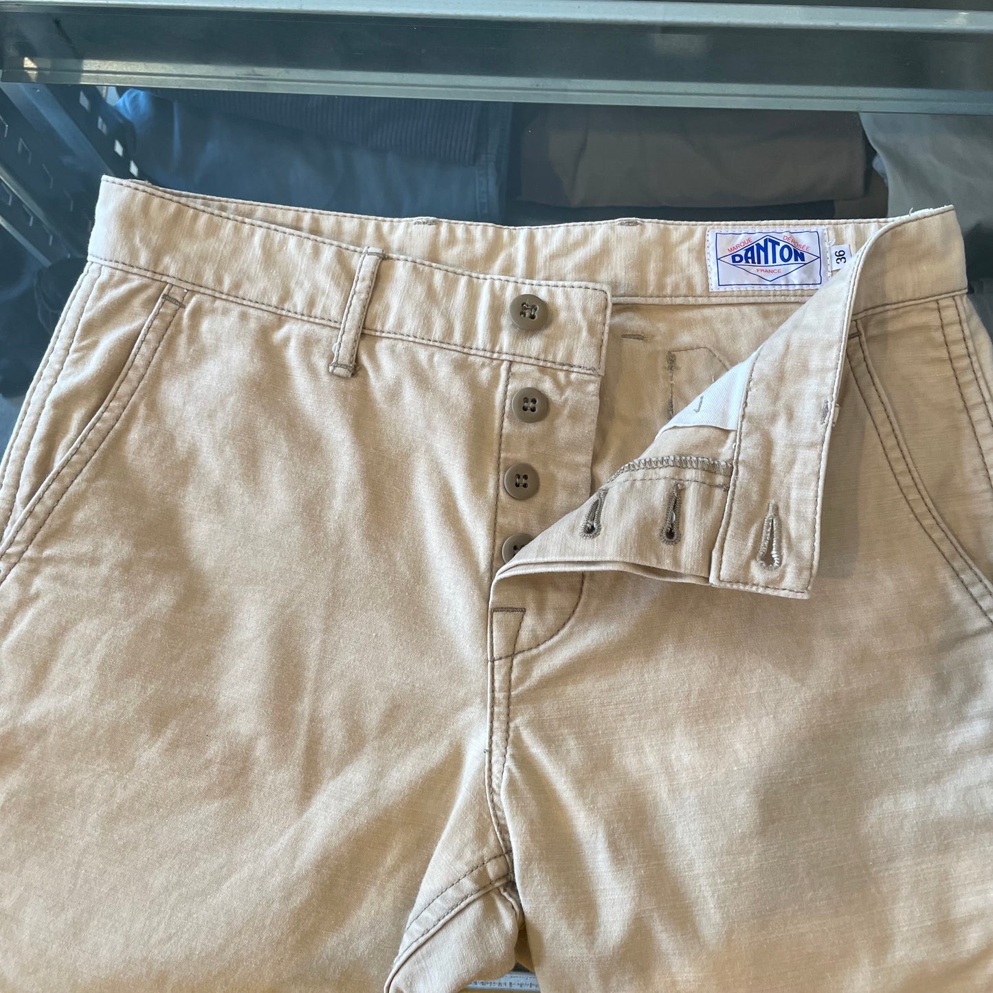 Casual Shorts Khaki Cotton Back Cinch
