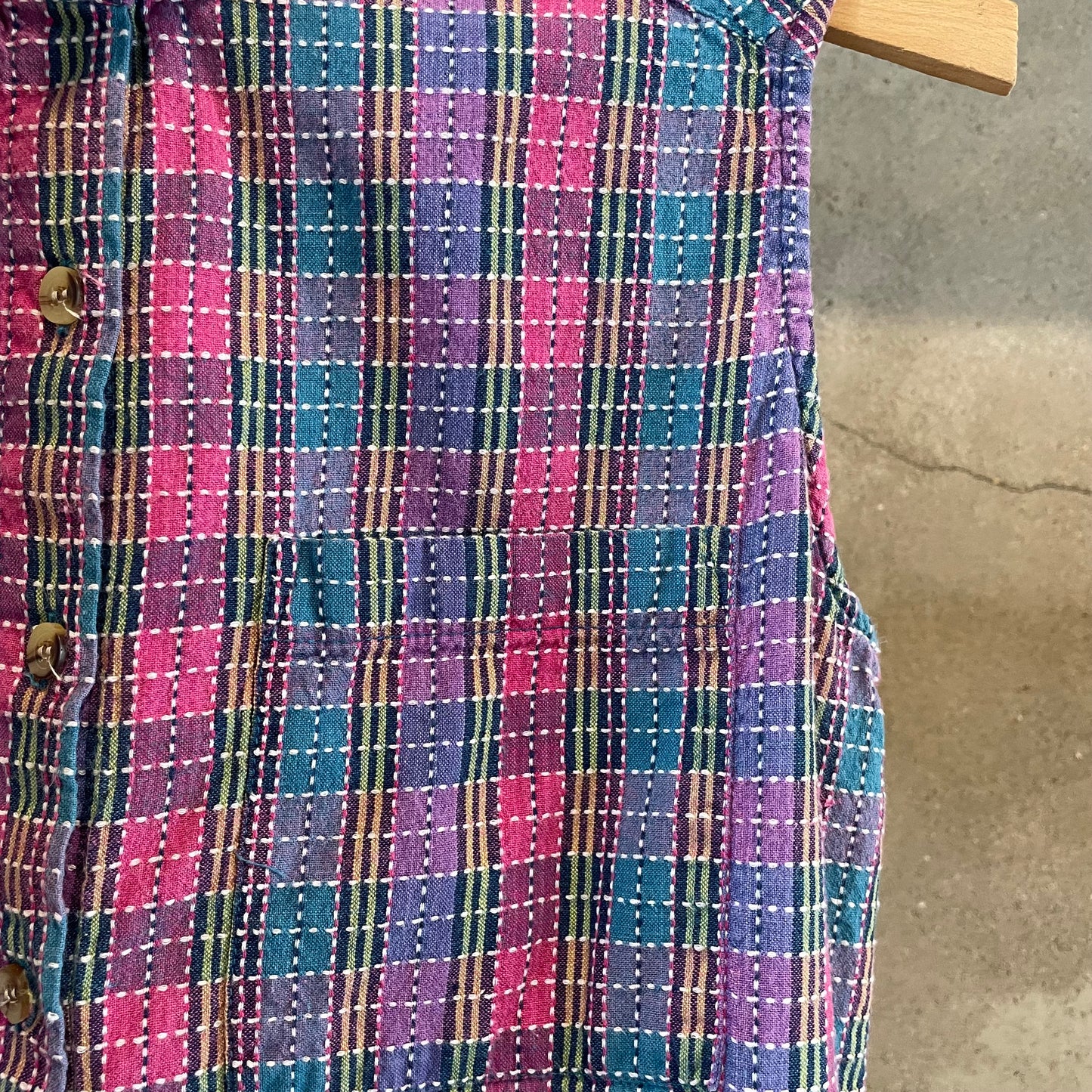 Check Sleeveless Shirt Pink