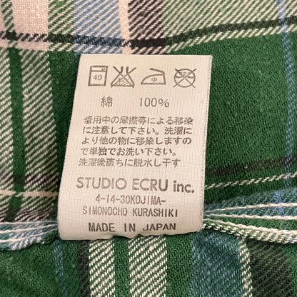 Tartan Flannel Shirt Green Cotton