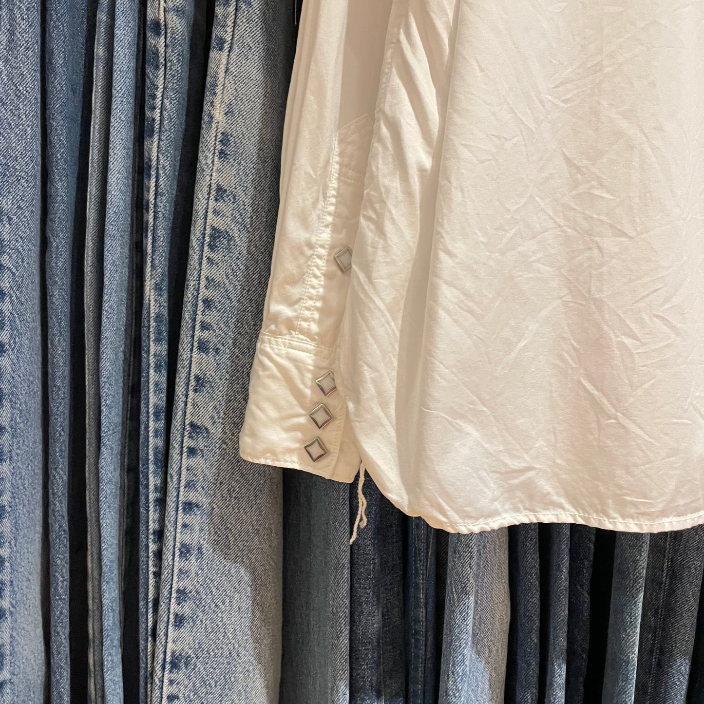 Diamond Snap Western Shirt White