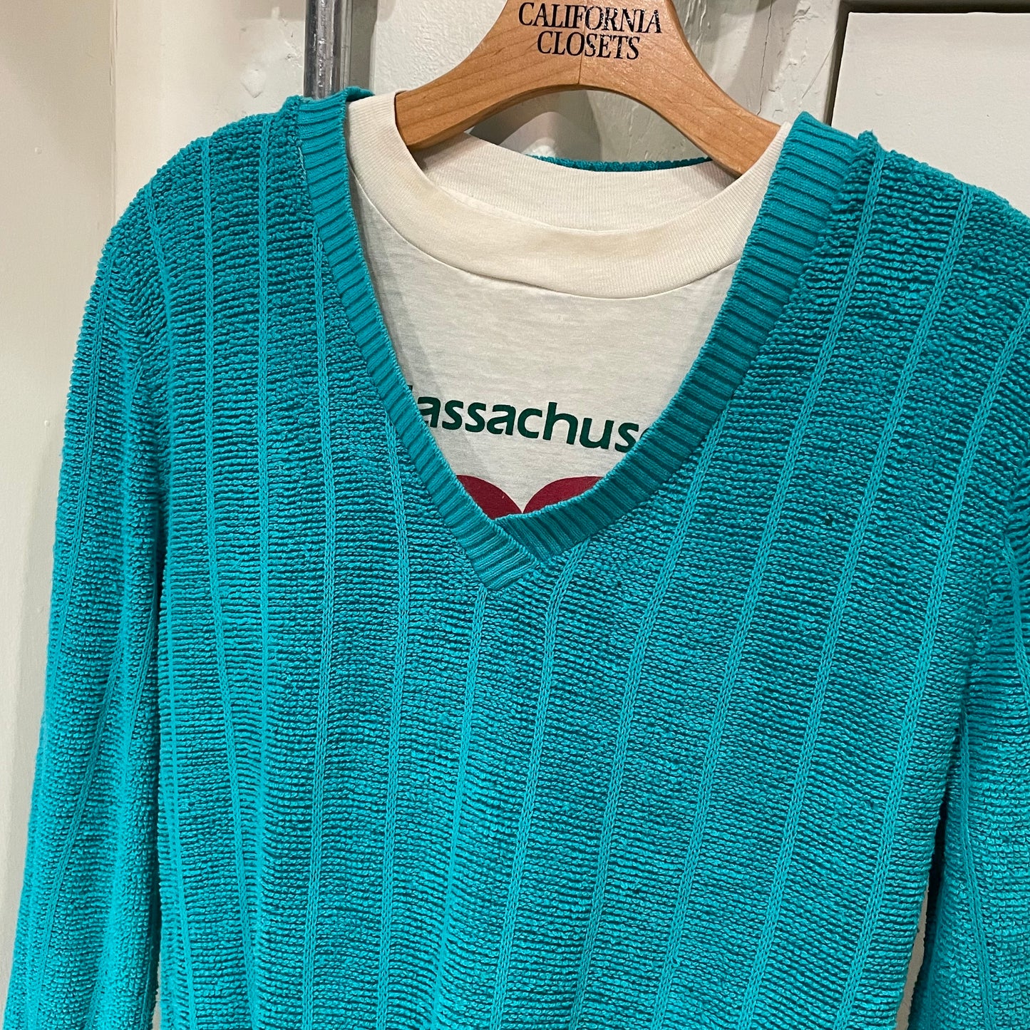 Acrylic V-Neck Sweater Blue