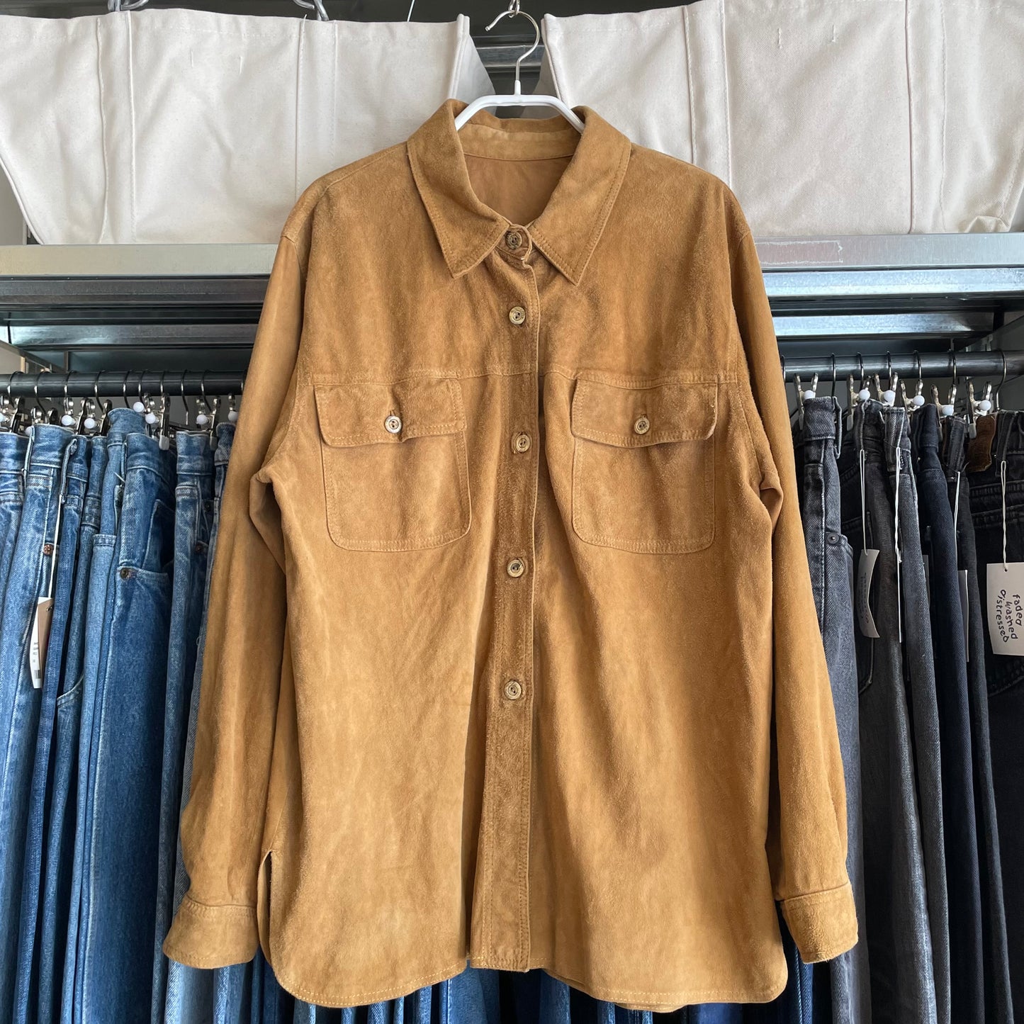 Suede Texture Shirt Brown