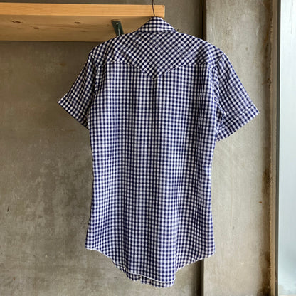 Check Western Short Sleeve Shirt Blue