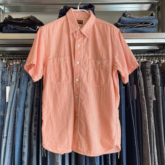 Striped Shirt Orange White Short Sleeve