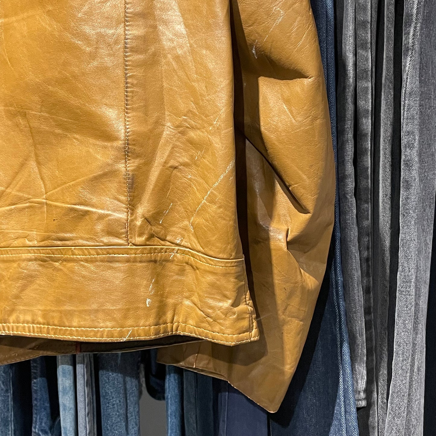 Leather Button Jacket Brown