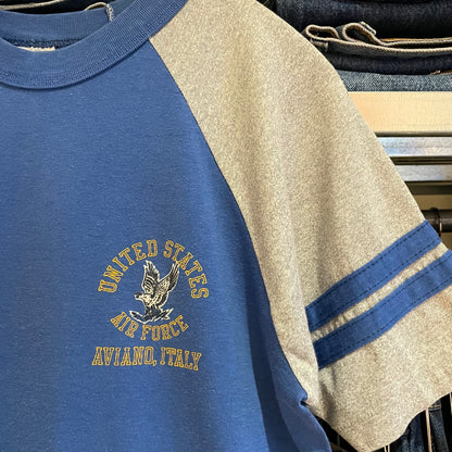 US Navy Aviano Italy Ringer Tee Blue M