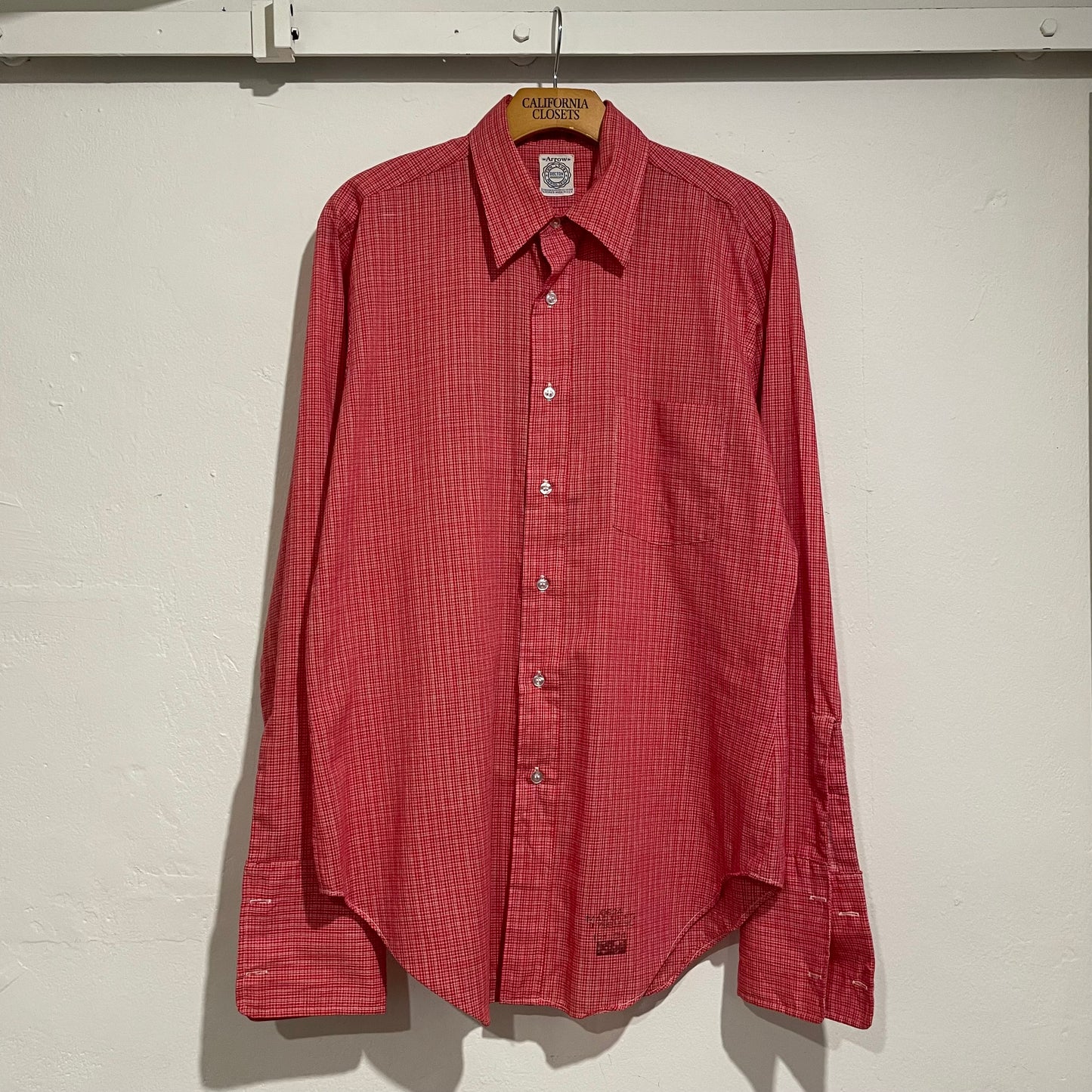 Polyester Cotton Checked Shirt Red