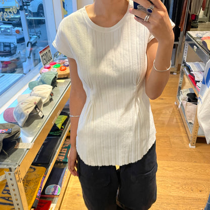 Rib Tuck Tank Top White
