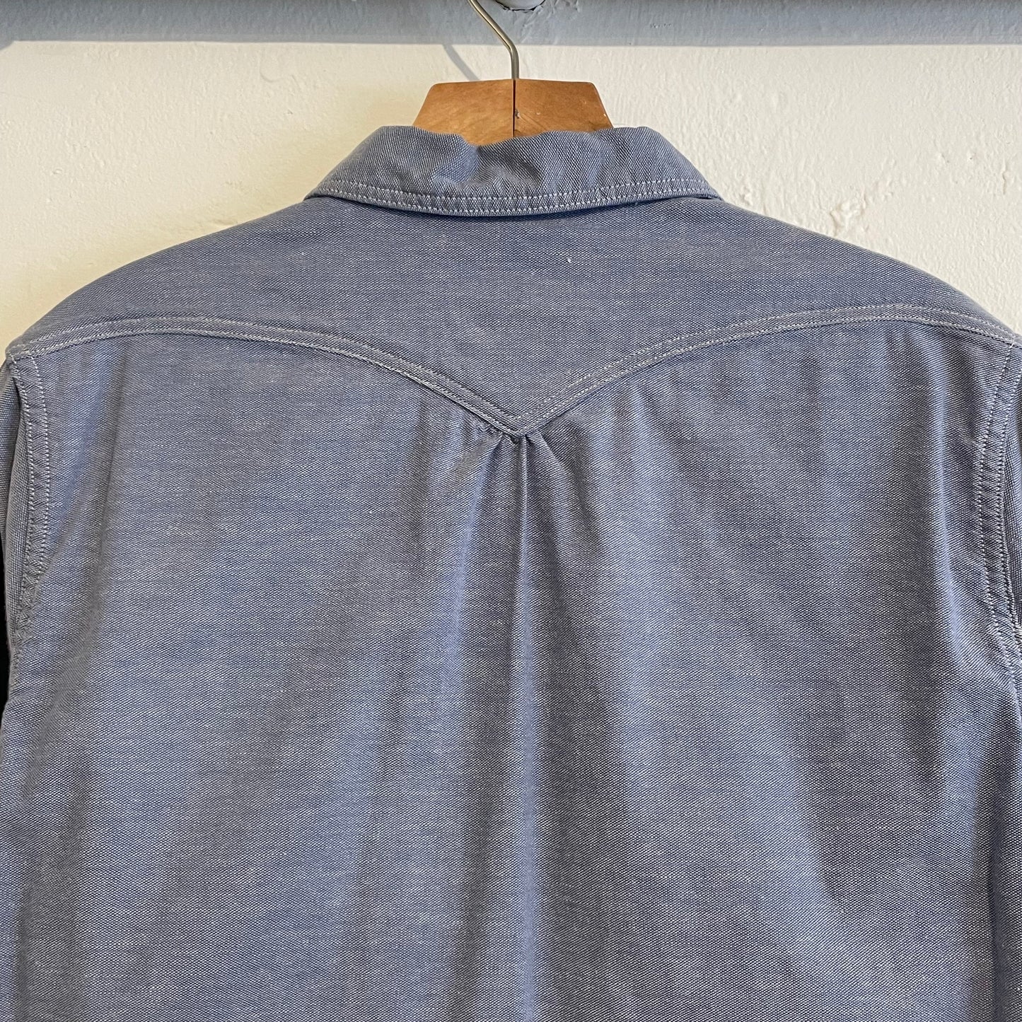 Chambray Band Collar Work Shirt Light Blue