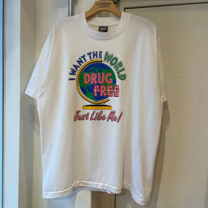 Drug Free Globe T-Shirt White