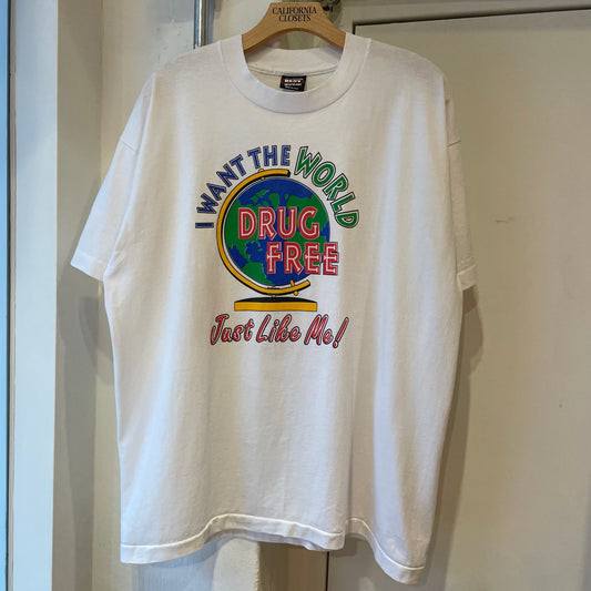 Drug Free Globe T-Shirt White