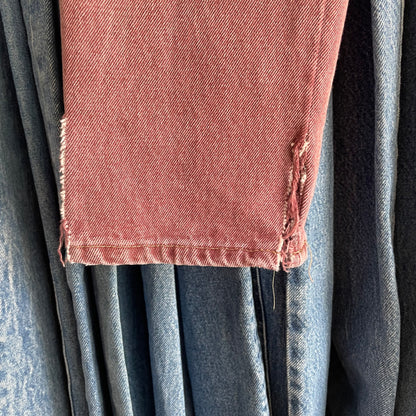 Burgundy Denim Pants Lampo Zip
