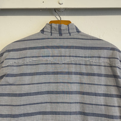 Striped Pocket Western Shirt Blue