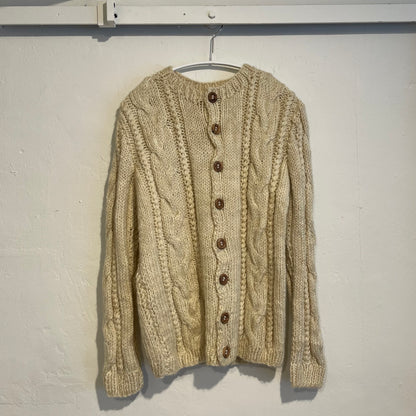 Wood Button Knit Cardigan Ivory