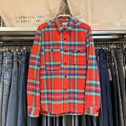 Asymmetric Pocket Plaid Flannel Red/Green