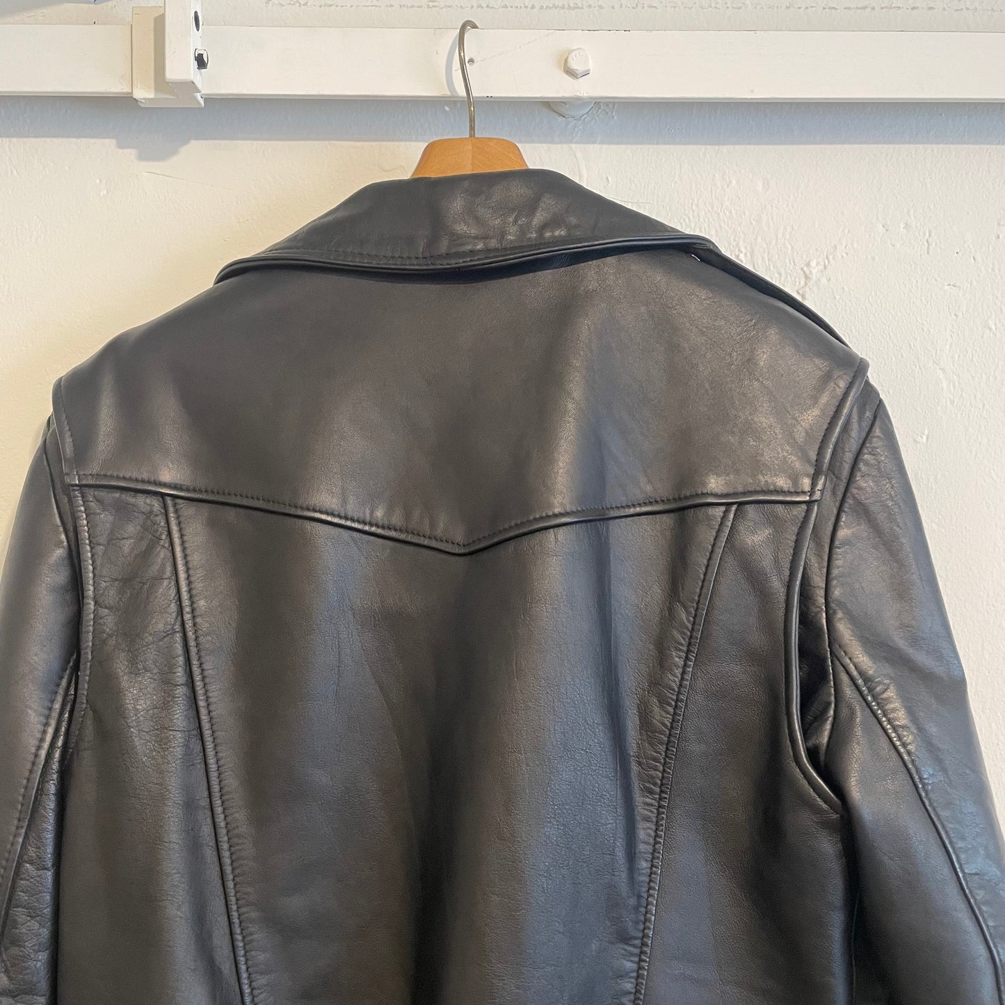 Classic Rider Leather Jacket Black Broken Zipper
