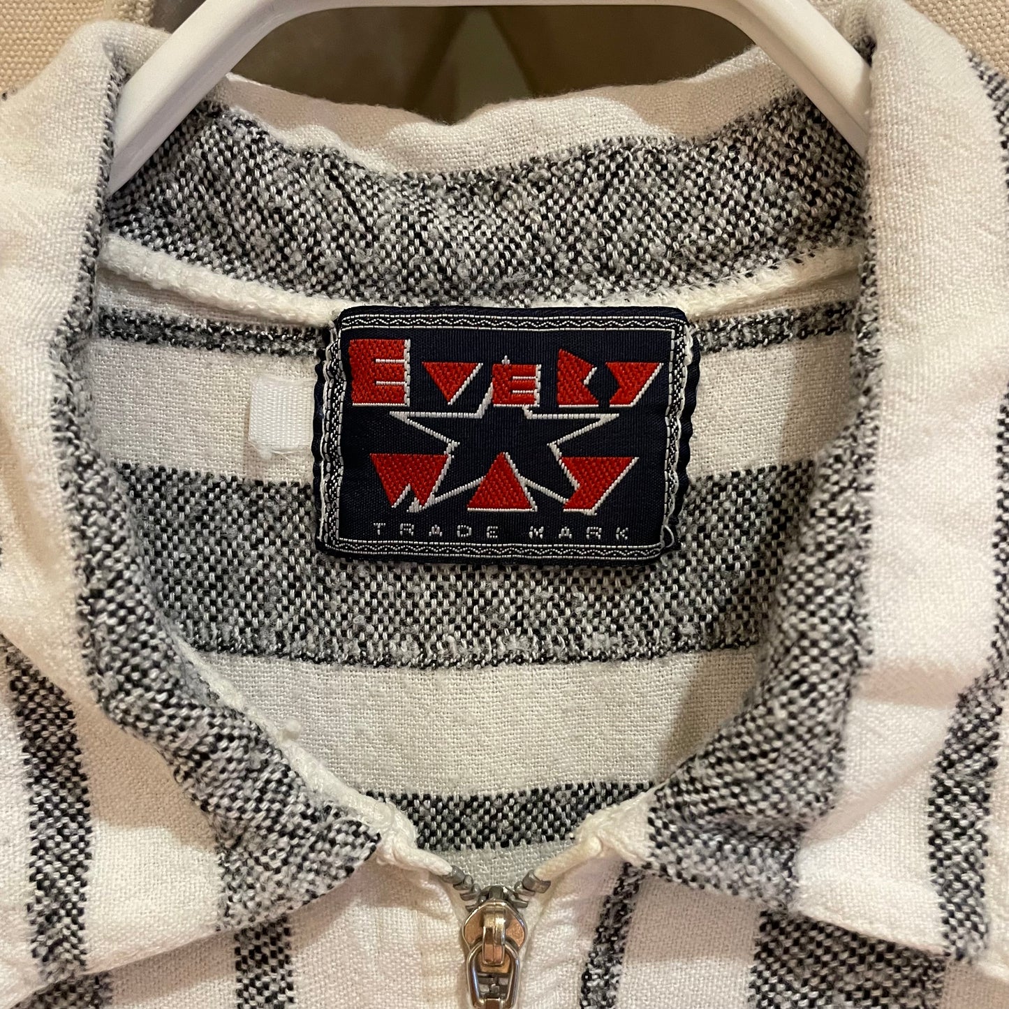 Striped Half Zip Shirt Off White