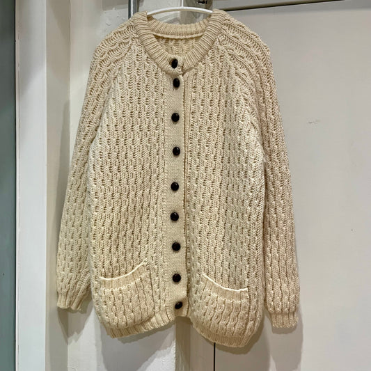 Fisherman Knit Cardigan Ivory
